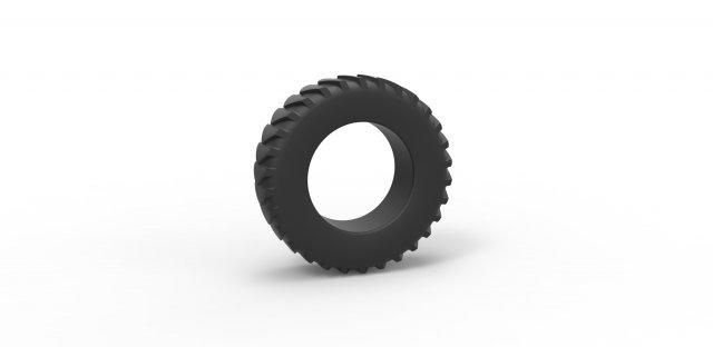 diecast puxar trator retaguarda pneu 10 escala 1 to 25 3d impressão modelo in veículo 3dexport roda brinquedo imprimível puxando tração esporte 3d print model - Mito3D