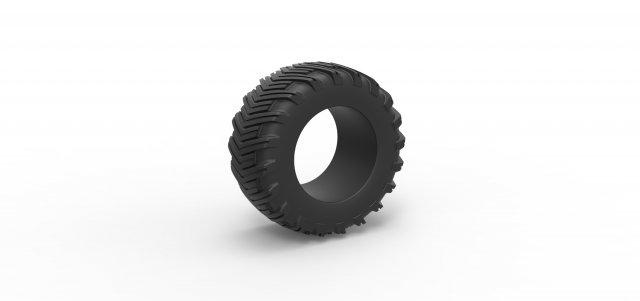 fundido presión tracción tractor posterior neumático 12 escala 1 25 vehículo rueda escamoso juguete impresión imprimible tirando deporte 3d print model - Mito3D