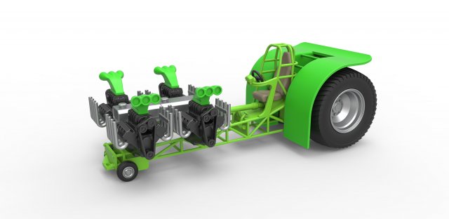 druckguss ziehen traktor quer v8 motoren rahmen 1 to 25 3d drucken modell fahrzeug 3dexport zugtraktor dragster sport skaliert spielzeug 3D print model - Mito3D