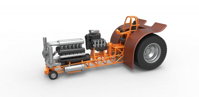 fundido presión tracción tractor v12 v8 motores escala 1 to 25 3d impresión modelo in vehículo 3dexport tirando arrancador arrastrar dragster turbo supermodificado juguete escamoso imprimible 3D print model - Mito3D