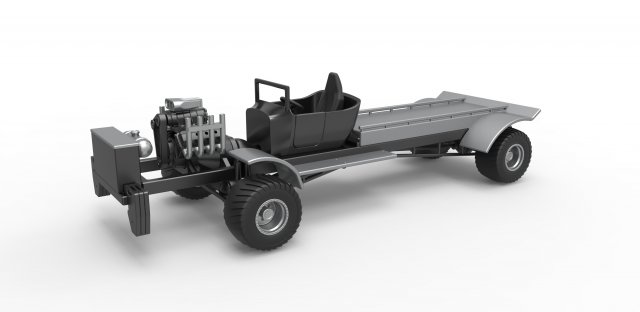 Druckguss ziehen LKW 4wd nackt Rahmen 1 25 ziehender Truckpulling Abzieher Dragster supermodifiziert v8 Rennen Spielzeug skaliert drucken druckbar 3D print model - Mito3D