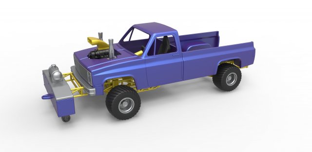 fundido presión tracción camión 4wd escala 1 25 pliegue tirando arrancador arrastrar dragster supermodificado v8 awd 4x4 carrera juguete escamoso impresión imprimible 3D print model - Mito3D