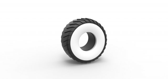 diecast pulling truck whitewall tire 1 scale 1 25  vehicle tire tyre wheel diecast scaled toy print printable truck pullingtruck truckpulling whitewall  3D print model - Mito3D