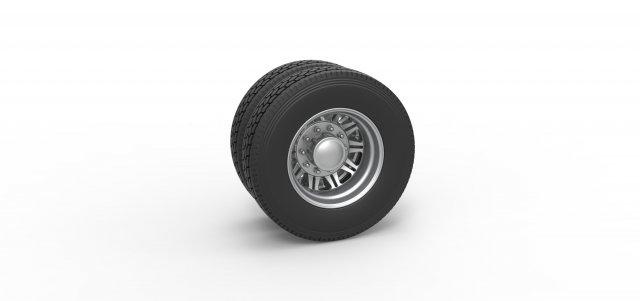 diecast retaguarda personalizadas roda semi caminhão versão 10 escala 1 25 veículo semitruck pneu semiroda brinquedo impressão imprimível dupla 3d print model - Mito3D