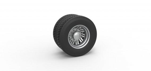 diecast retaguarda personalizadas roda semi caminhão versão 11 escala 1 25 veículo semitruck pneu semiroda brinquedo impressão imprimível dupla 3d print model - Mito3D