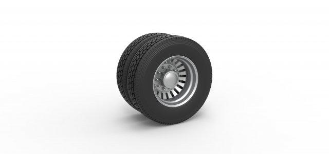 diecast retaguarda personalizadas roda semi caminhão versão 12 escala 1 25 veículo semitruck pneu semiroda brinquedo impressão imprimível dupla 3d print model - Mito3D