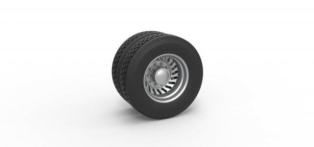 diecast retaguarda personalizadas roda semi caminhão versão 13 escala 1 25 veículo semitruck pneu semiroda brinquedo impressão imprimível dupla 3d print model - Mito3D