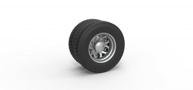 diecast retaguarda personalizadas roda semi caminhão versão 15 escala 1 25 veículo semitruck pneu semiroda brinquedo impressão imprimível dupla 3d print model - Mito3D