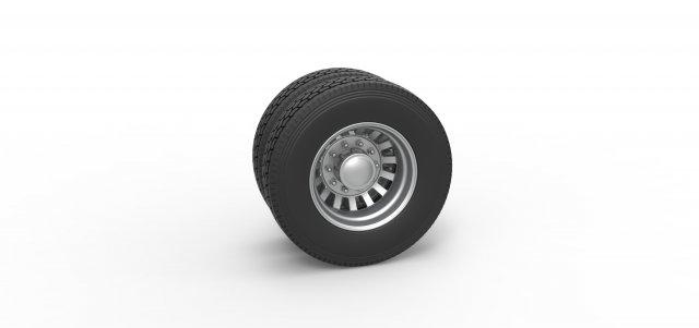 diecast retaguarda personalizadas roda semi caminhão versão 16 escala 1 25 veículo semitruck pneu semiroda brinquedo impressão imprimível dupla 3d print model - Mito3D