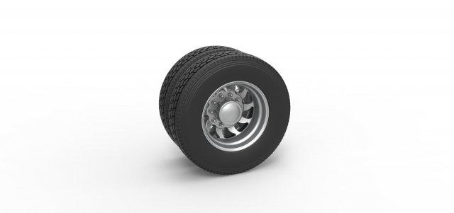 diecast retaguarda personalizadas roda semi caminhão versão 17 escala 1 25 veículo semitruck pneu semiroda brinquedo impressão imprimível dupla 3d print model - Mito3D