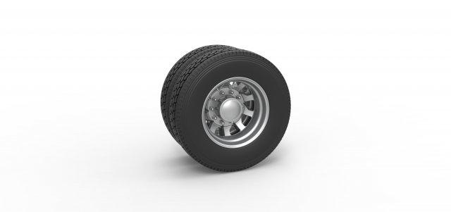 diecast retaguarda personalizadas roda semi caminhão versão 18 escala 1 25 veículo semitruck pneu semiroda brinquedo impressão imprimível dupla 3d print model - Mito3D