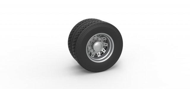 diecast retaguarda personalizadas roda semi caminhão versão 19 escala 1 25 veículo semitruck pneu semiroda brinquedo impressão imprimível dupla 3d print model - Mito3D