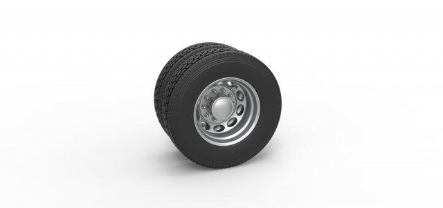 diecast retaguarda personalizadas roda semi caminhão versão 20 escala 1 25 veículo semitruck pneu semiroda brinquedo impressão imprimível dupla 3d print model - Mito3D