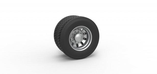 diecast retaguarda personalizadas roda semi caminhão versão 21 escala 1 25 veículo semitruck pneu semiroda brinquedo impressão imprimível dupla 3d print model - Mito3D