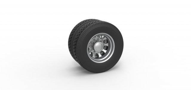 diecast retaguarda personalizadas roda semi caminhão versão 22 escala 1 25 veículo semitruck pneu semiroda brinquedo impressão imprimível dupla 3d print model - Mito3D