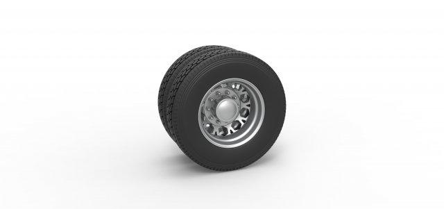 diecast retaguarda personalizadas roda semi caminhão versão 23 escala 1 25 veículo semitruck pneu semiroda brinquedo impressão imprimível dupla 3d print model - Mito3D