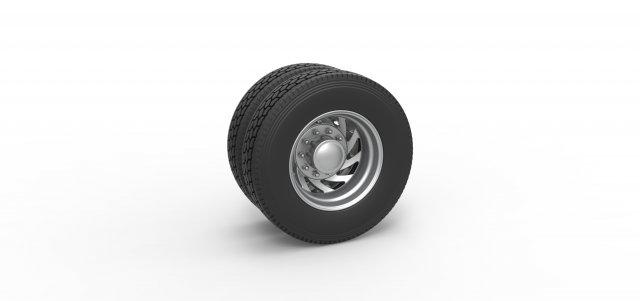 diecast retaguarda personalizadas roda semi caminhão versão 24 escala 1 25 veículo semitruck pneu semiroda brinquedo impressão imprimível dupla 3d print model - Mito3D