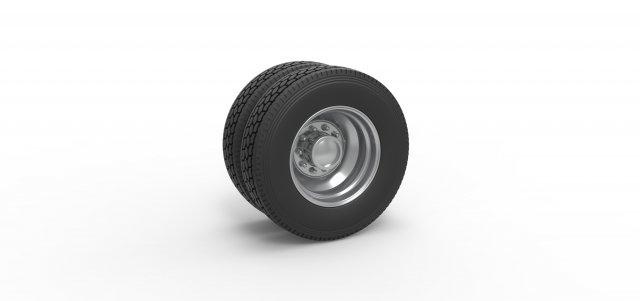 diecast retaguarda personalizadas roda semi caminhão versão 2 escala 1 25 veículo semitruck pneu semiroda brinquedo impressão imprimível dupla 3d print model - Mito3D