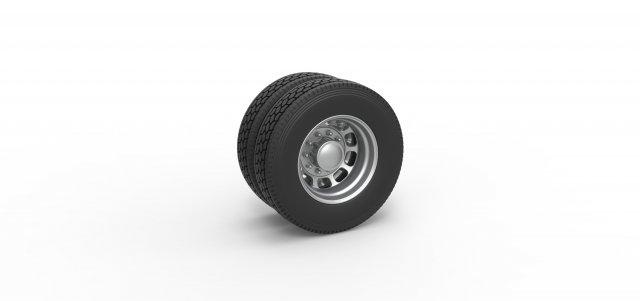 diecast retaguarda personalizadas roda semi caminhão versão 3 escala 1 25 veículo semitruck pneu semiroda brinquedo impressão imprimível dupla 3d print model - Mito3D