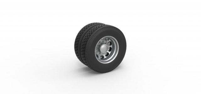 diecast retaguarda personalizadas roda semi caminhão versão 4 escala 1 25 veículo semitruck pneu semiroda brinquedo impressão imprimível dupla 3d print model - Mito3D