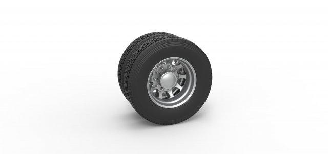 diecast retaguarda personalizadas roda semi caminhão versão 5 escala 1 25 veículo semitruck pneu semiroda brinquedo impressão imprimível dupla 3d print model - Mito3D