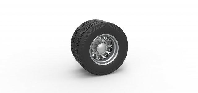 diecast retaguarda personalizadas roda semi caminhão versão 6 escala 1 25 veículo semitruck pneu semiroda brinquedo impressão imprimível dupla 3d print model - Mito3D