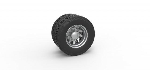 diecast retaguarda personalizadas roda semi caminhão versão 7 escala 1 25 veículo semitruck pneu semiroda brinquedo impressão imprimível dupla 3d print model - Mito3D