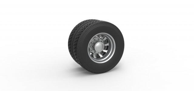 diecast retaguarda personalizadas roda semi caminhão versão 8 escala 1 25 veículo semitruck pneu semiroda brinquedo impressão imprimível dupla 3d print model - Mito3D