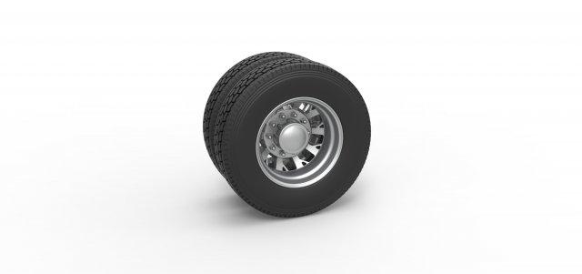 diecast retaguarda personalizadas roda semi caminhão versão 9 escala 1 25 veículo semitruck pneu semiroda brinquedo impressão imprimível dupla 3d print model - Mito3D