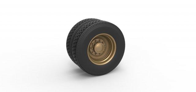 diecast retaguarda personalizadas fio roda semi caminhão escala 1 25 veículo semitruck pneu semiroda brinquedo impressão imprimível dupla arame 3d print model - Mito3D