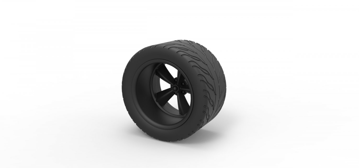 fundido a presión trasera deporte de la rueda los neumáticos parte vehículo impresión imprimible juguete 3D print model - Mito3D
