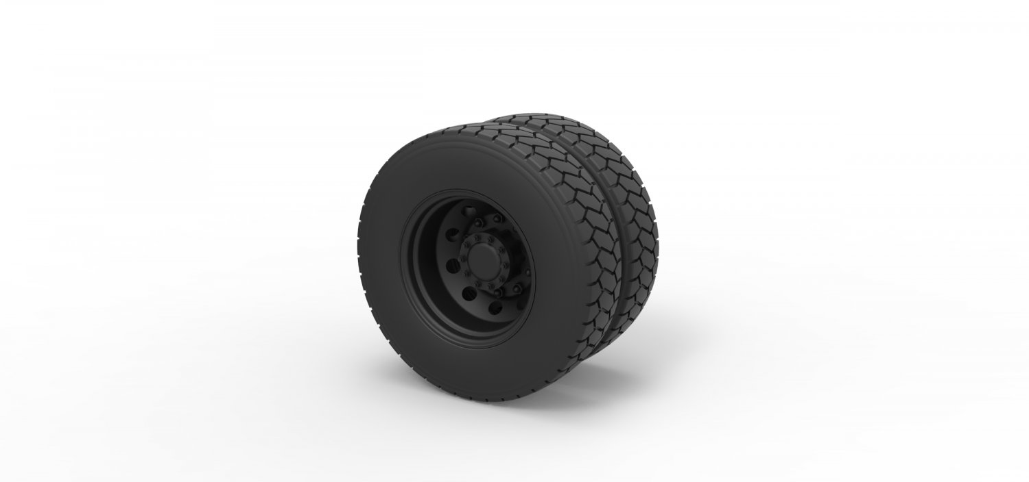 diecast retaguarda roda caminhão 3d impressão modelo in automotivo 3dexport pneu veículo imprimível brinquedo duplo 3D print model - Mito3D