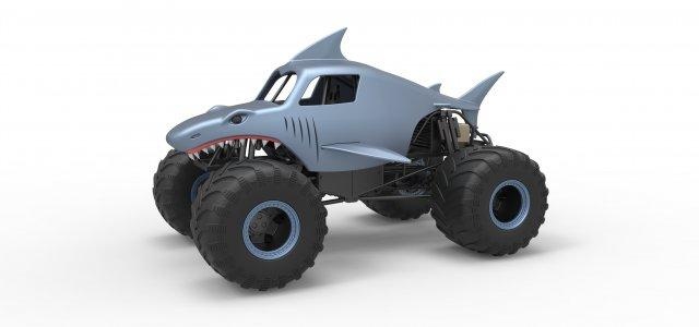 diecast shark monster truck scale 1 25 vehicle monstershark monstertruck monsterjam megatruck 4x4 v8 awd offroad allterrain scaled toy print printable 3d print model - Mito3D