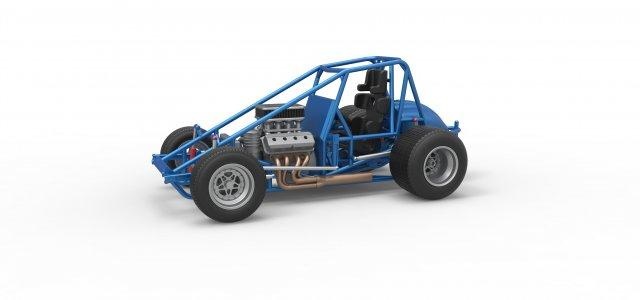 diecast sprint car base scale 1 25 vehicle chassis sprintcar dirt racing scaled toy print printable speedway v8 3d print model - Mito3D