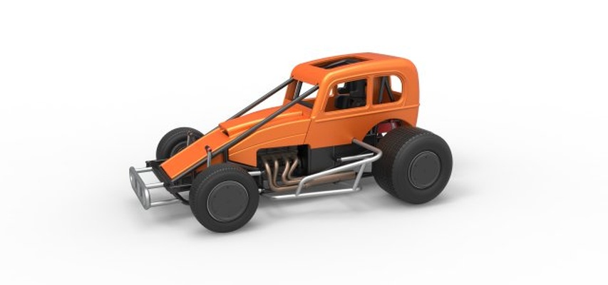 diecast super rod scale 1 to 25 3d print model in vehicle 3dexport superrod hotrod racecar v8 sprint sprintcar dirt racing scaled toy printable speedway 3d print model - Mito3D