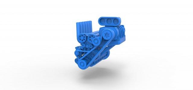 diecast sobrecarregado straight six motor escala 1 25 veículo diretos linha dragster arrastar raça ventilador brinquedo impressão imprimível 3d print model - Mito3D