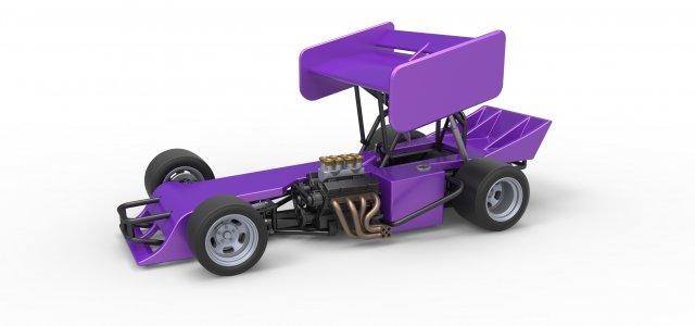 diecast supermodified front engine winged race car scale 1 25 vehicle modified modifieds asphalt pavement racing racecar concept v8 scaled toy print printable speedway nascar 3d print model - Mito3D