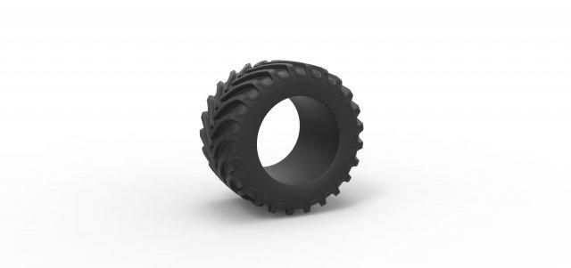 fundido presión tractor neumático 11 escala 1 25 vehículo rueda escamoso juguete impresión imprimible camino terreno 3d print model - Mito3D