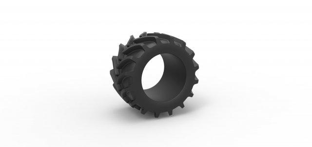 fundido presión tractor neumático 13 escala 1 25 vehículo rueda escamoso juguete impresión imprimible camino terreno 3d print model - Mito3D