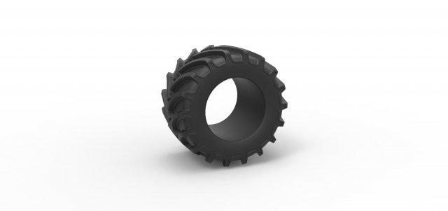 fundido presión tractor neumático 14 escala 1 25 vehículo rueda escamoso juguete impresión imprimible camino terreno 3d print model - Mito3D