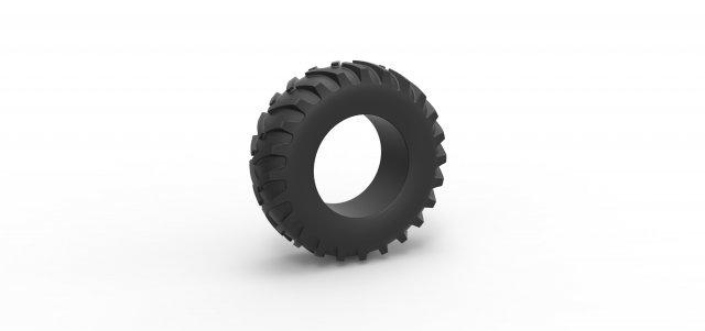 fundido presión tractor neumático 17 escala 1 25 vehículo rueda escamoso juguete impresión imprimible camino terreno 3d print model - Mito3D
