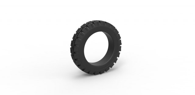fundido presión tractor neumático escala 1 10 rueda escamoso juguete impresión imprimible camino terreno 3D print model - Mito3D