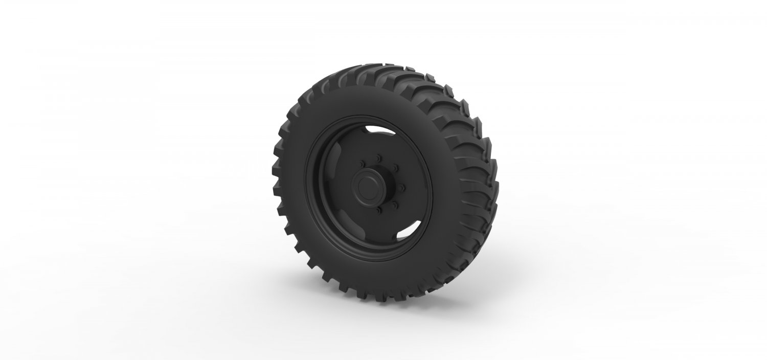 diecast tractor wheel wheel tire part vehicle print printable diecast toy tractor 3D print model - Mito3D