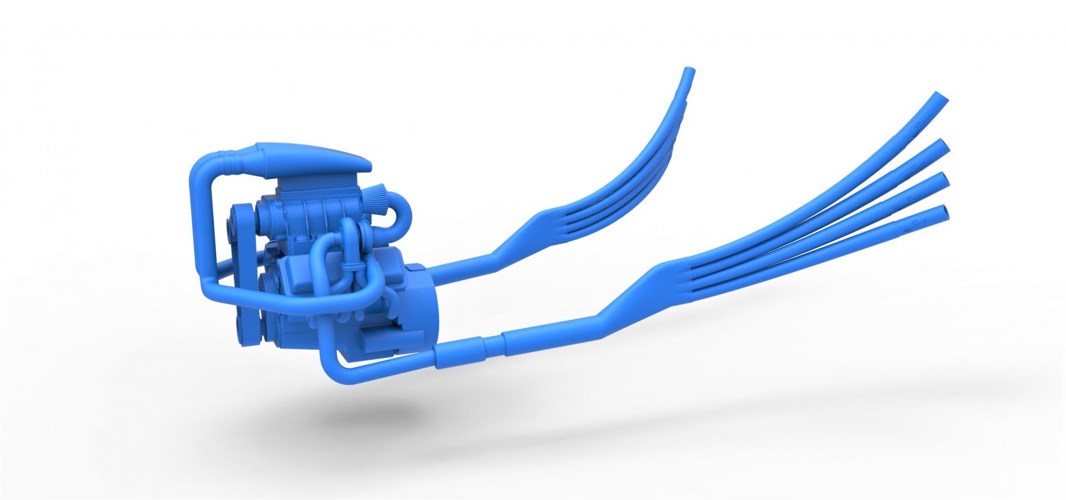 Druckguss Turbo Motor v8 nux Wagen Rahmen 1 25 Leistung Fahrzeug Spielzeug skaliert drucken druckbar Ladegerät 3D print model - Mito3D