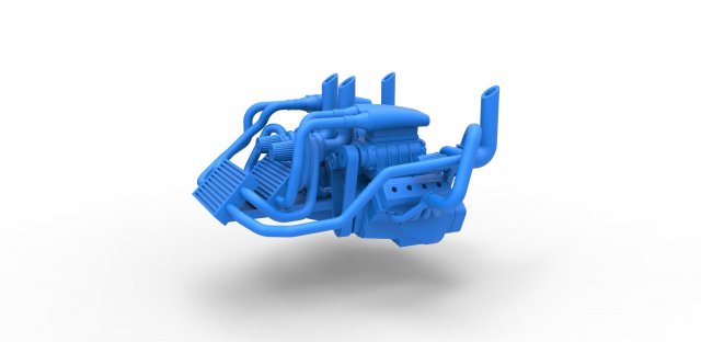 druckguss twin engine v8 ziehen traktor rahmen 1 to 25 3d drucken modell fahrzeug 3dexport 3D print model - Mito3D