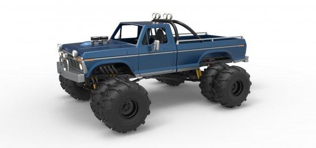 döküm nostaljik canavar kamyon çift tekerlekler ölçek 1 25 araç canavarlar mega konsept 4x4 4x4x4 v8 çekme çekici çamur kamyonu awd offroad arazi ölçekli oyuncak 3d print model - Mito3D