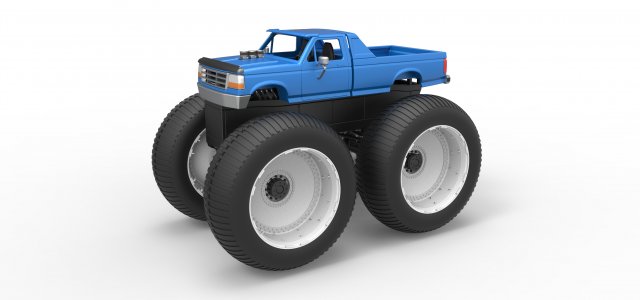 moulé pression ancien monstre camion échelle 1 25 véhicule monstres mégatruck vieille école 4x4 4x4x4 v8 awd route terrain escaladé jouet impression imprimable 3D print model - Mito3D