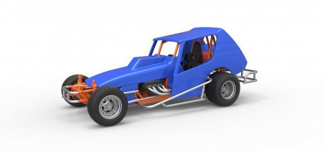 diecast vintage northeast dirt modified stock car scale 1 25 vehicle dirtmodified nedirtmodified superdirtcar openwheel bigdlock racing racecar v8 scaled toy print printable speedway 3d print model - Mito3D