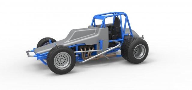 diecast vintage arrancada carro escala 1 25 veículo corrida asas sujeira brinquedo impressão imprimível autopista suja v8 3d print model - Mito3D