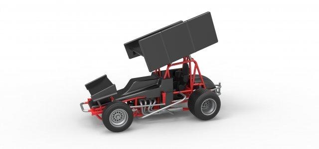 diecast vintage alado arrancada carro escala 1 25 veículo corrida sujeira brinquedo impressão imprimível autopista suja v8 3d print model - Mito3D